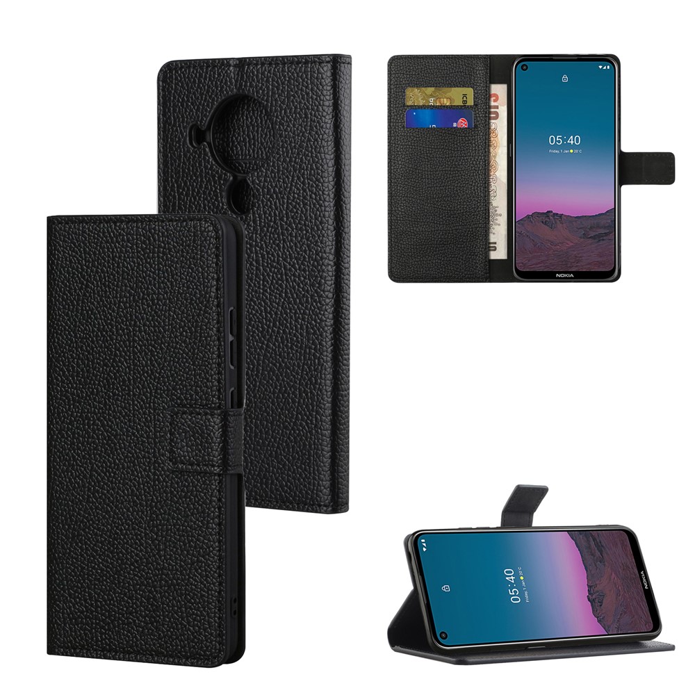 Litchi Skin Wallet Leather Shell for Nokia 5.4 Protector Flip Cover-1