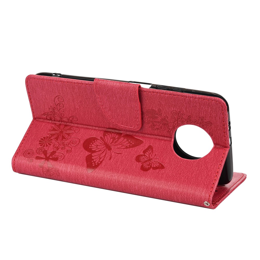 Imprinted Butterflies Flower Leather Wallet Stand Case for Nokia 5.4 - Red-6