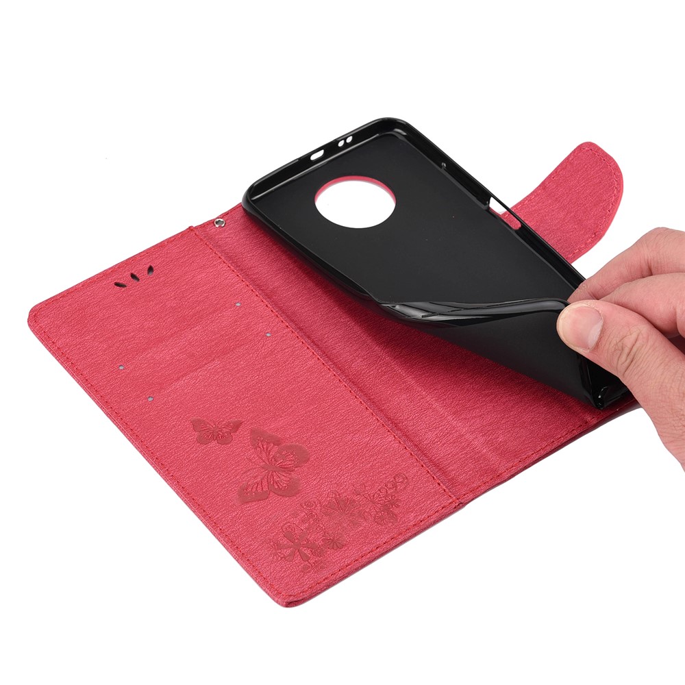 Imprinted Butterflies Flower Leather Wallet Stand Case for Nokia 5.4 - Red-7