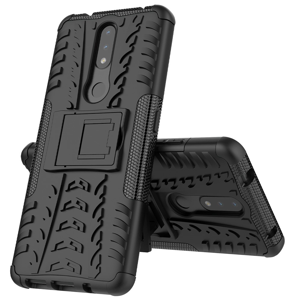 Cool Tyre Surface Design PC + TPU Hybrid Phone Cover Shell with Kickstand for Nokia 2.4 - Black-2