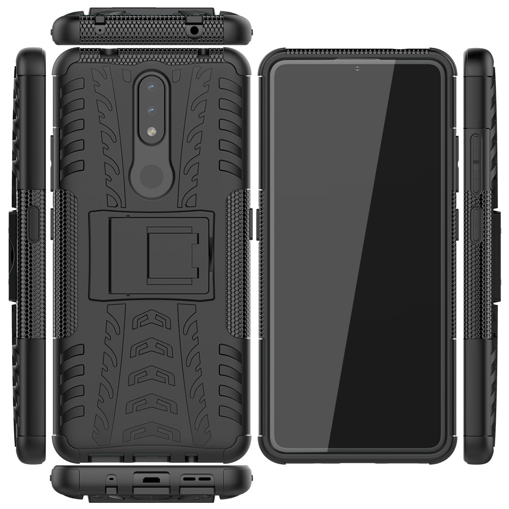 Cool Tyre Surface Design PC + TPU Hybrid Phone Cover Shell with Kickstand for Nokia 2.4 - Black-9