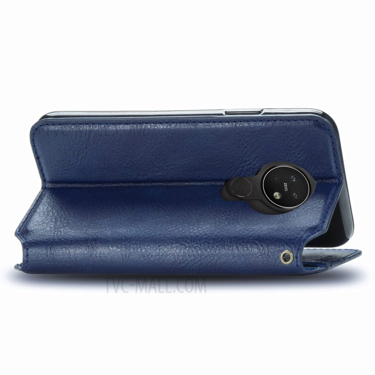 Fashionable Auto-absorbed Rhombus Texture PU Leather Wallet Phone Cover for Nokia 3.4 - Blue-6