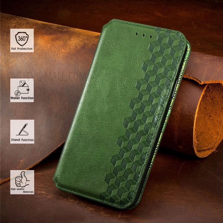 Fashionable Auto-absorbed Rhombus Texture PU Leather Wallet Phone Cover for Nokia 2.3 - Green-16