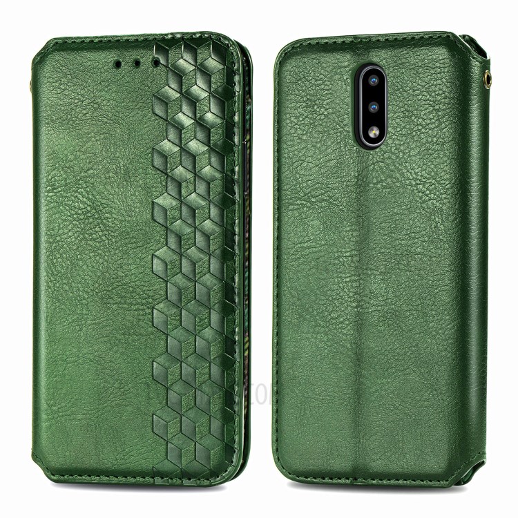 Fashionable Auto-absorbed Rhombus Texture PU Leather Wallet Phone Cover for Nokia 2.3 - Green-2