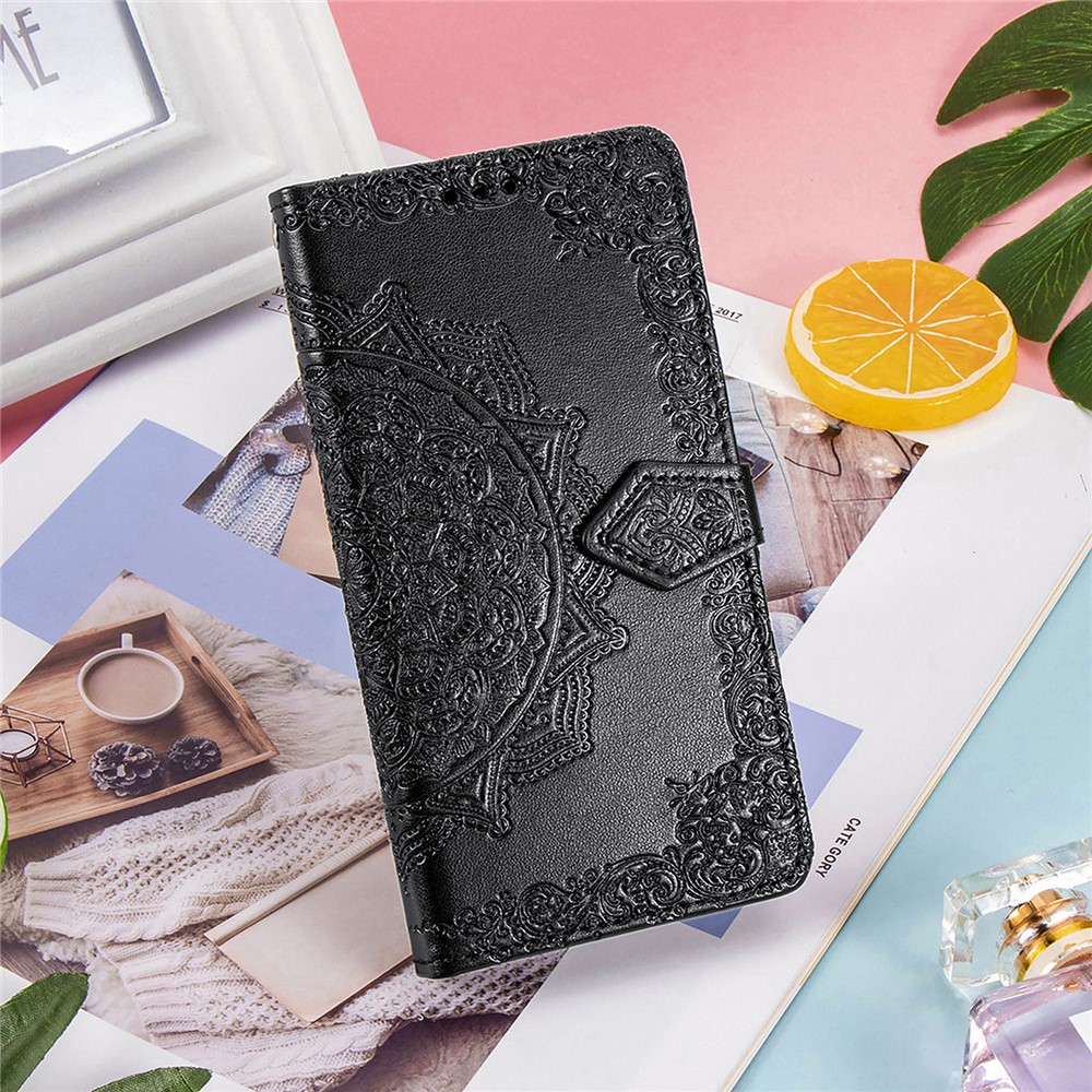 Embossed Mandala Flower PU Leather Case Wallet for Nokia 5.4 - Black-13