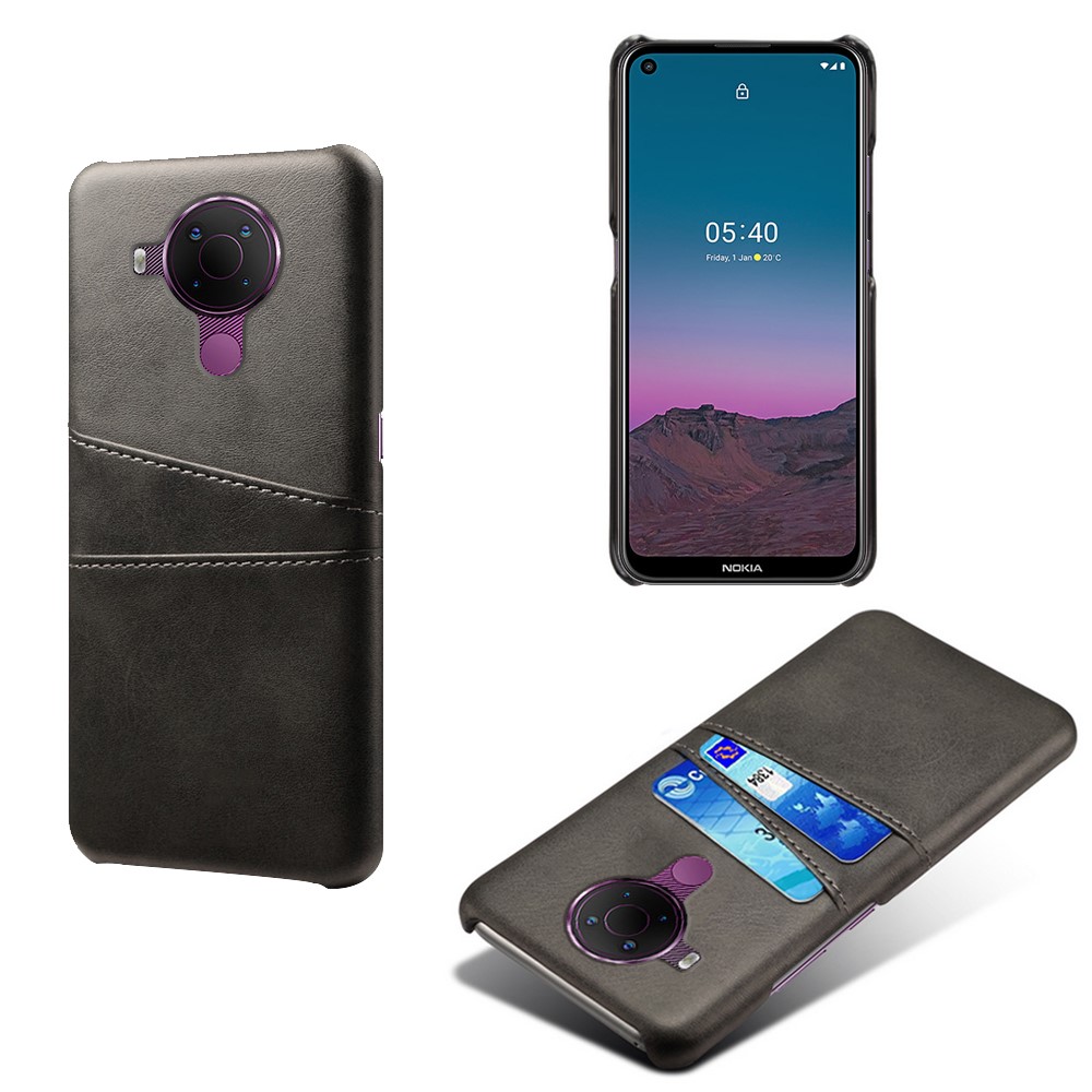KSQ PU Leather Coated Plastic Case with Double Card Slots for Nokia 5.4 - Black-1