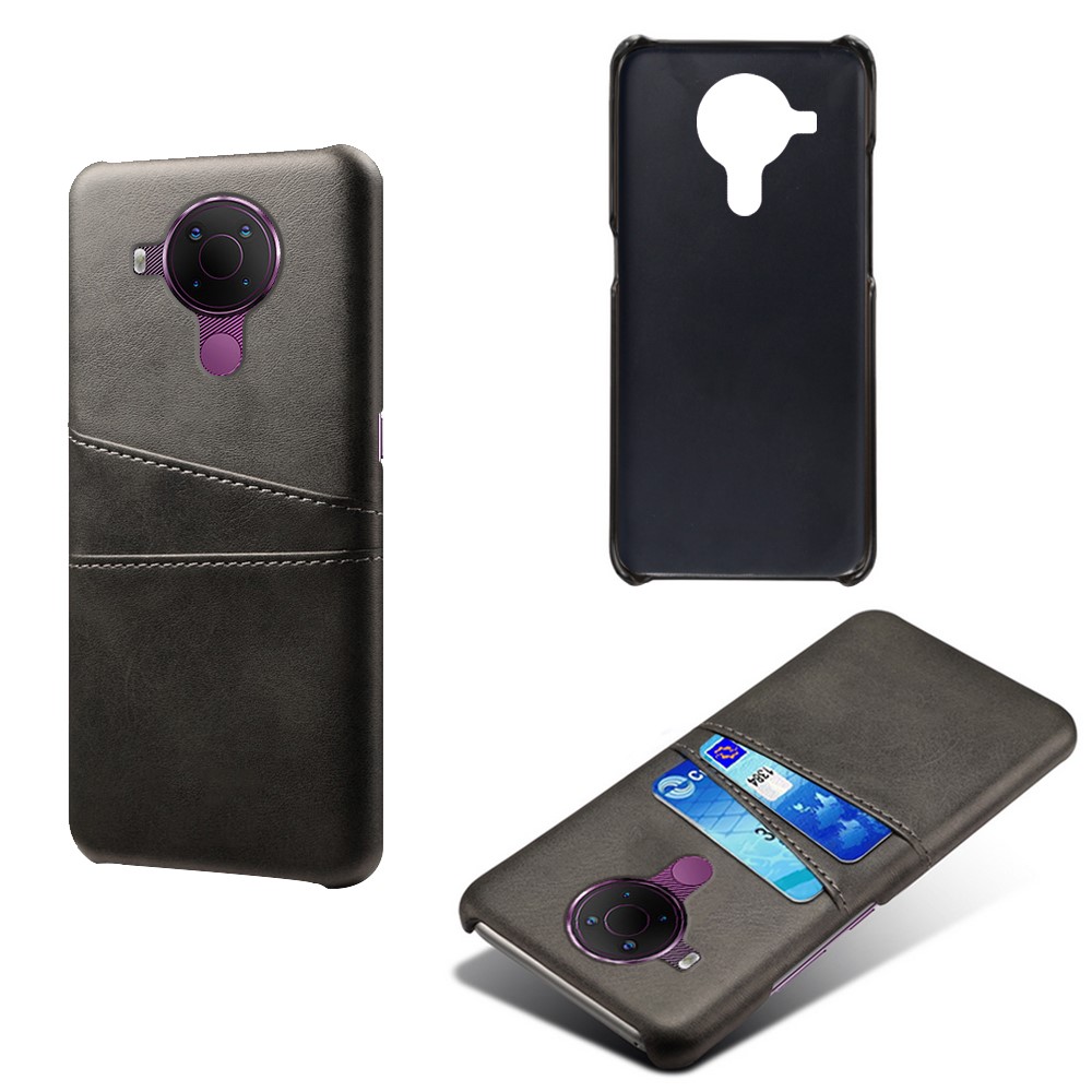 KSQ PU Leather Coated Plastic Case with Double Card Slots for Nokia 5.4 - Black-2