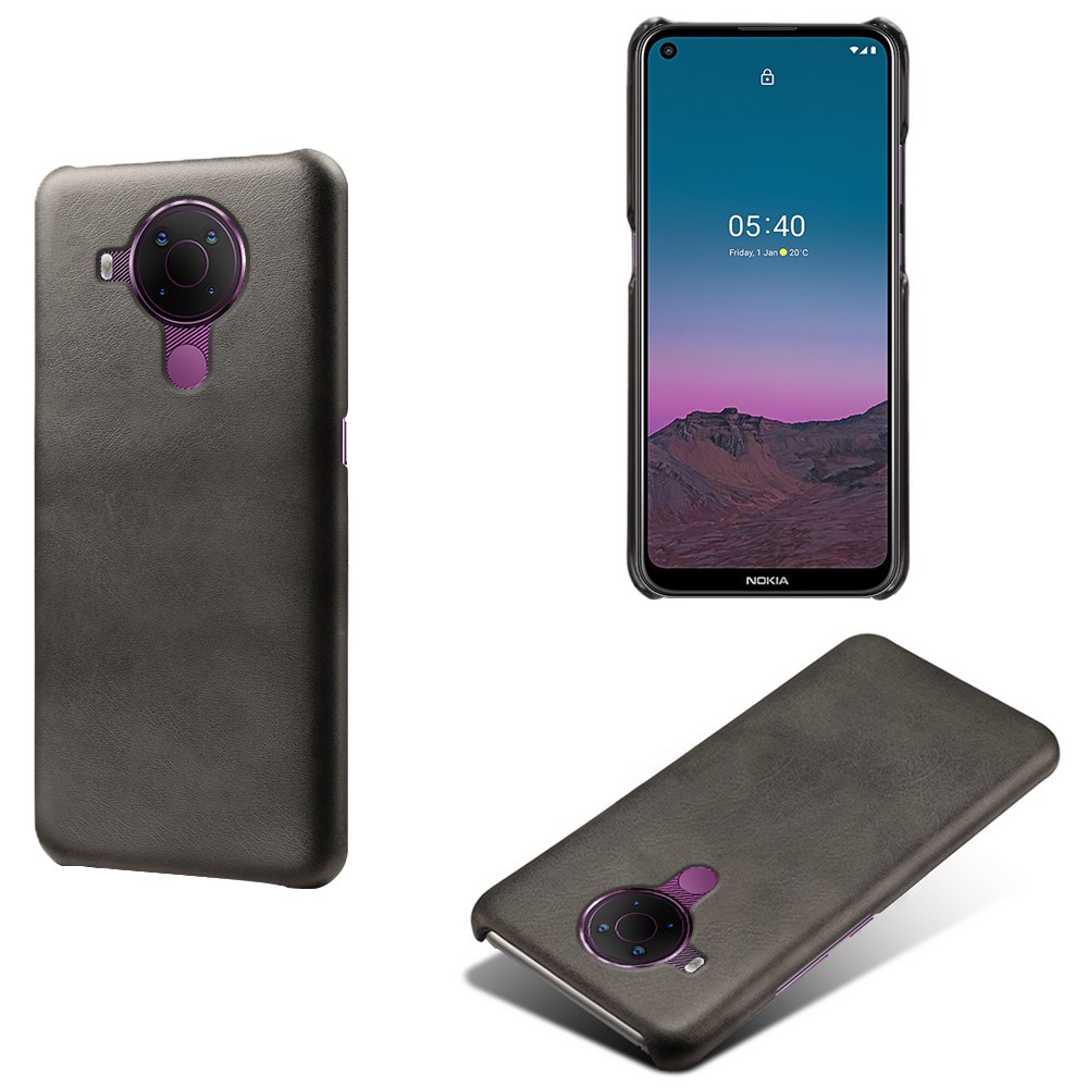 KSQ PU Leather Coated PC Phone Case for Nokia 5.4 Protector Shell - Black-1