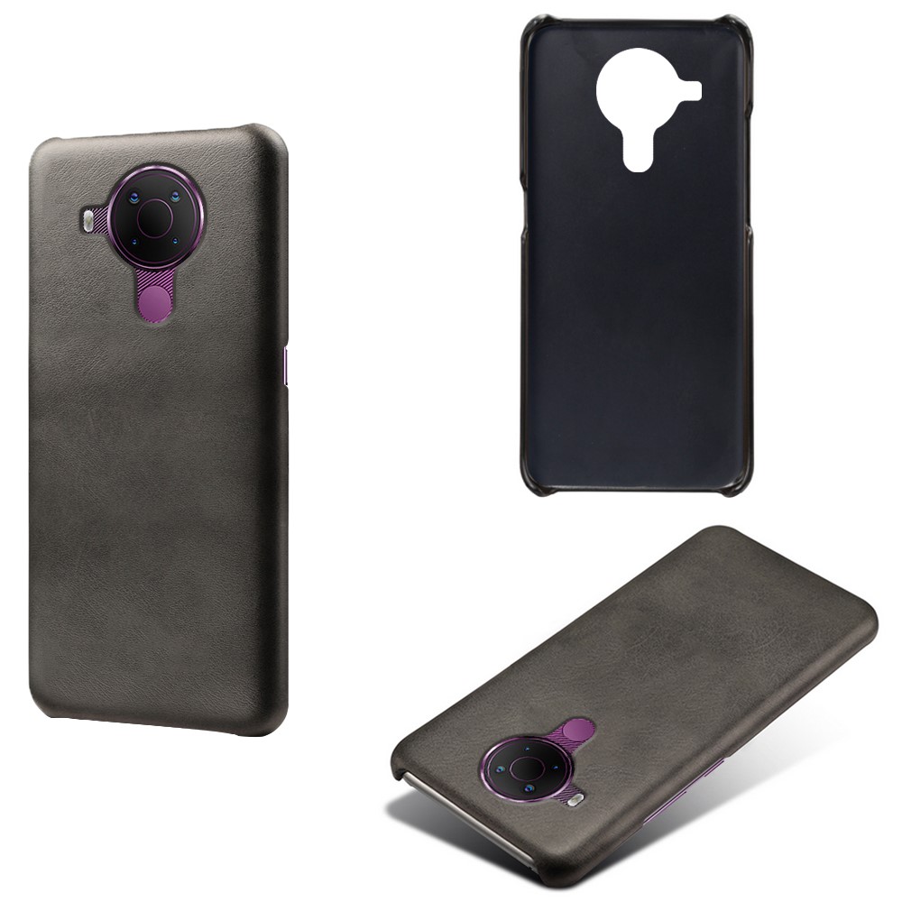 KSQ PU Leather Coated PC Phone Case for Nokia 5.4 Protector Shell - Black-2
