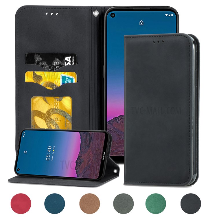 Auto-absorbed Vintage PU Leather Phone Casing for Nokia 5.4 - Black-2
