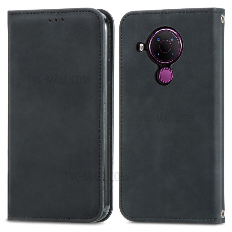 Auto-absorbed Vintage PU Leather Phone Casing for Nokia 5.4 - Black-3