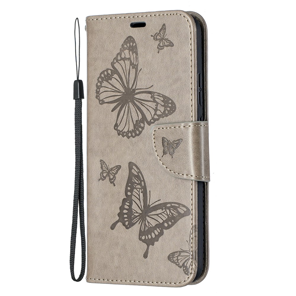 Magnetic Clasp Butterfly Imprinting Leather Wallet Case for Nokia 5.4 - Grey-2