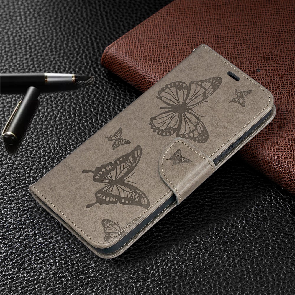 Magnetic Clasp Butterfly Imprinting Leather Wallet Case for Nokia 5.4 - Grey-6