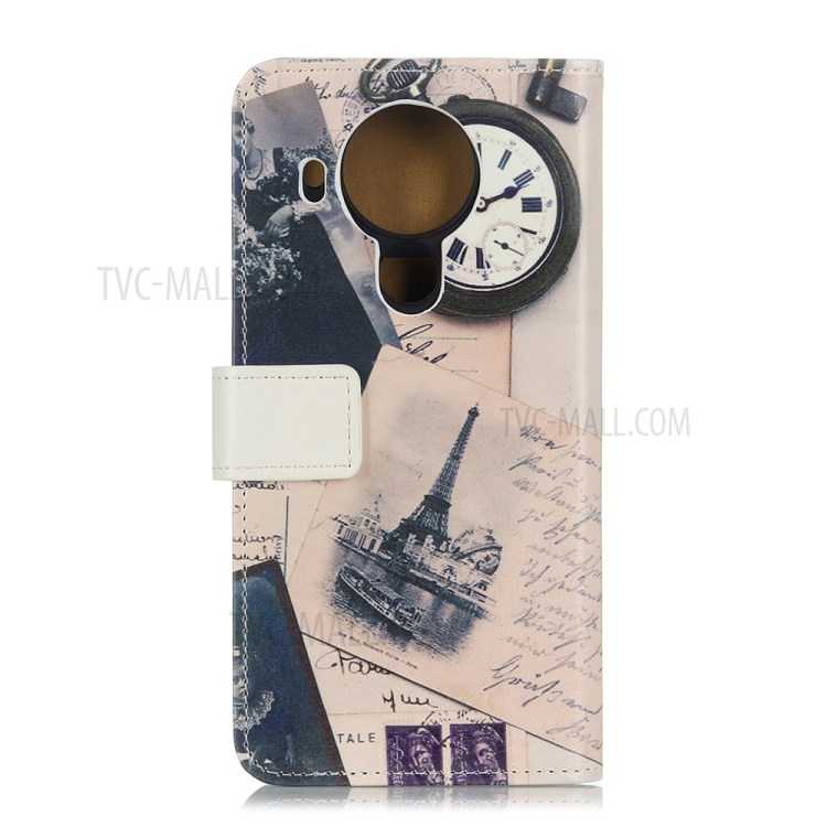 Pattern Printing Design Wallet Stand Phone Protective Cover Case for Nokia 7.3 - Tower and Quill Pen-4