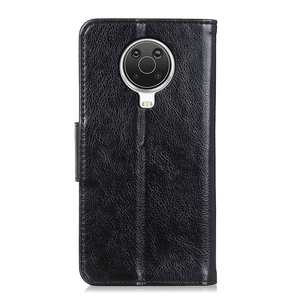 Nappa Texture Full-Protection Split Leather Wallet Stand Phone Cover Shell for Nokia 6.3 - Black-6