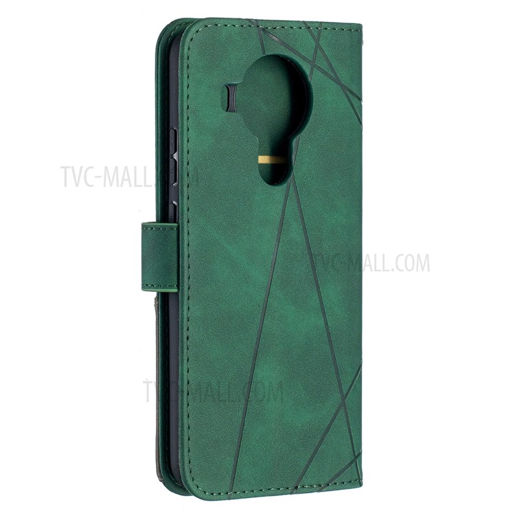 BF05 Geometric Texture Leather Wallet Stand Case Cover for Nokia 5.4 - Green-3