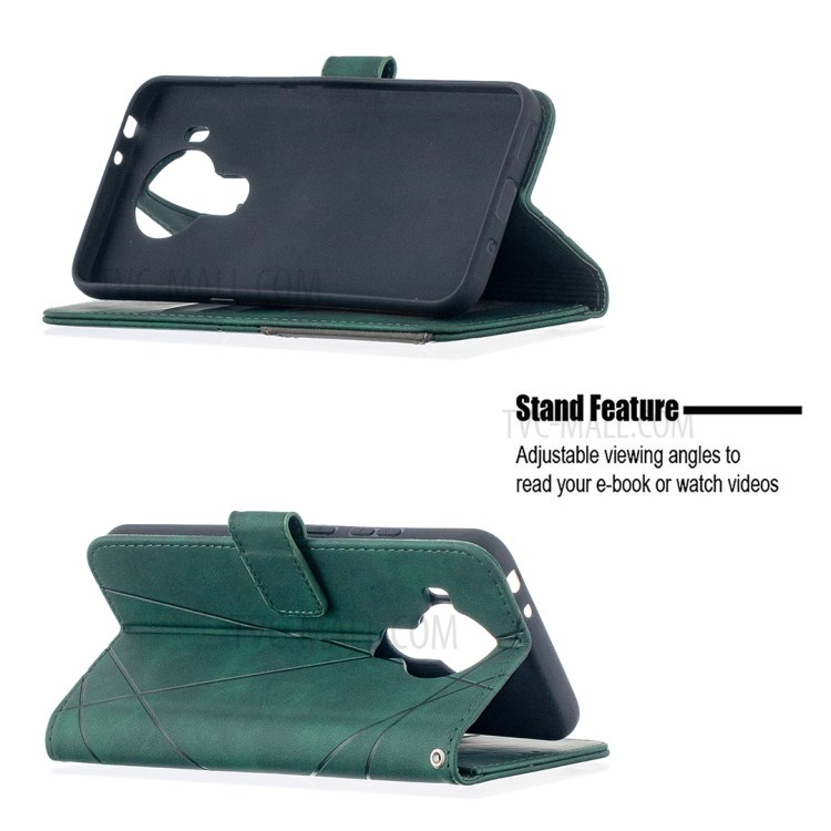 BF05 Geometric Texture Leather Wallet Stand Case Cover for Nokia 5.4 - Green-5