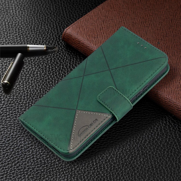 BF05 Geometric Texture Leather Wallet Stand Case Cover for Nokia 5.4 - Green-7