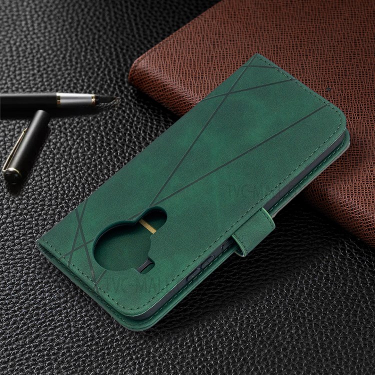 BF05 Geometric Texture Leather Wallet Stand Case Cover for Nokia 5.4 - Green-8