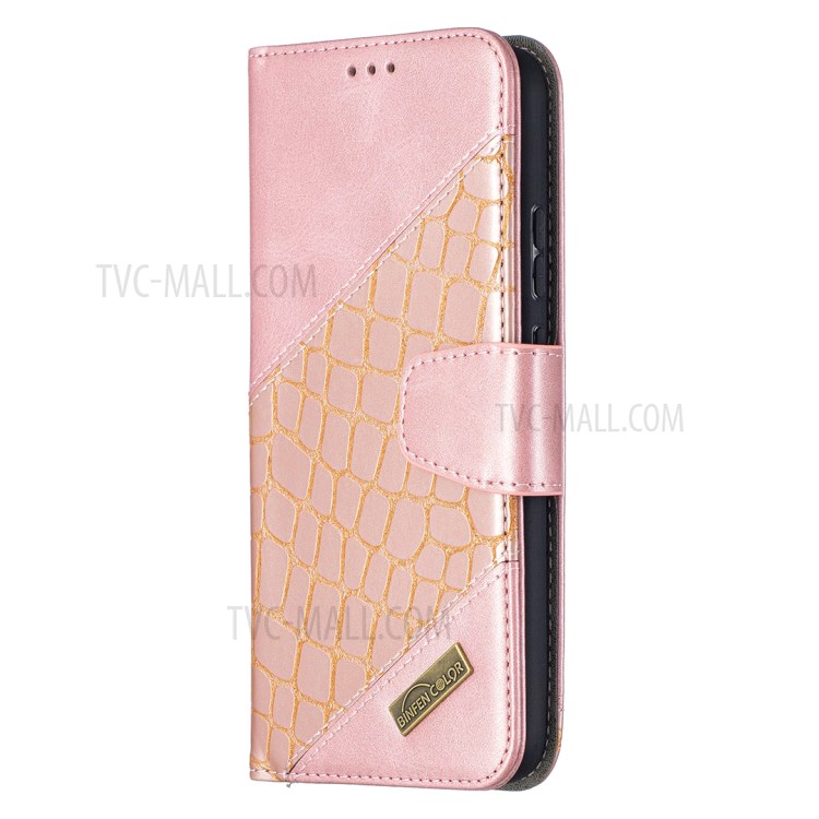 BF04 Splicing Crocodile Texture Protector Wallet Stand Leather Case for Nokia 5.4 - Rose Gold-2