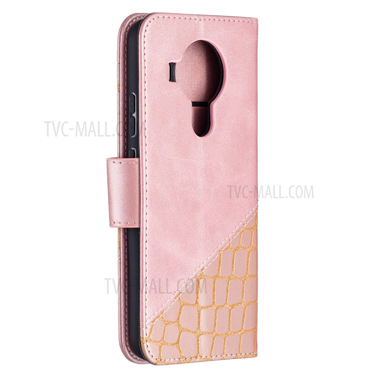 BF04 Splicing Crocodile Texture Protector Wallet Stand Leather Case for Nokia 5.4 - Rose Gold-3