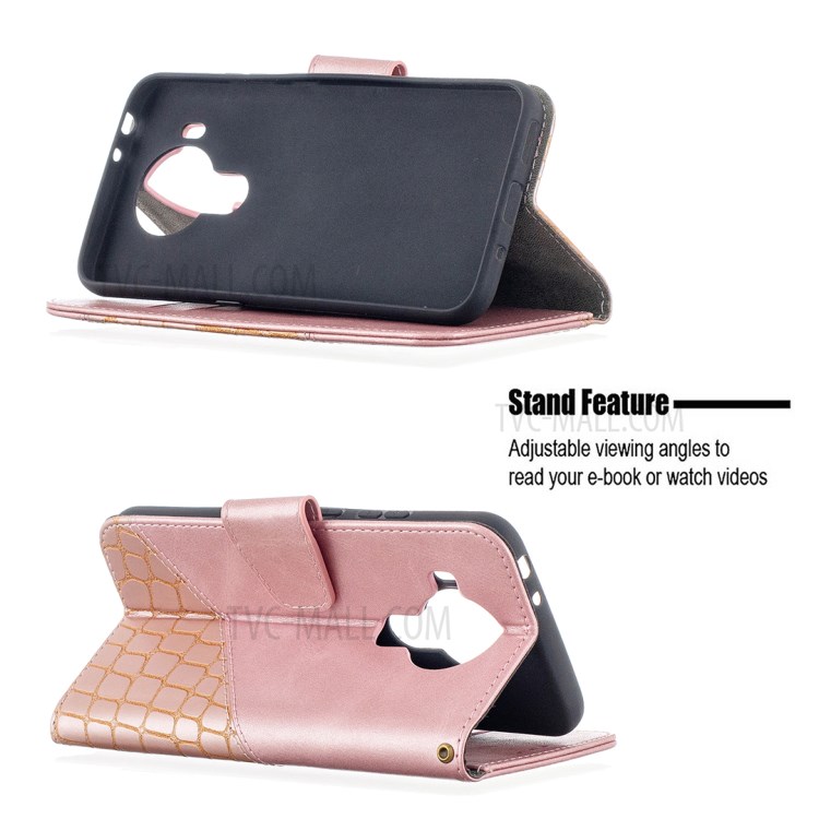 BF04 Splicing Crocodile Texture Protector Wallet Stand Leather Case for Nokia 5.4 - Rose Gold-5