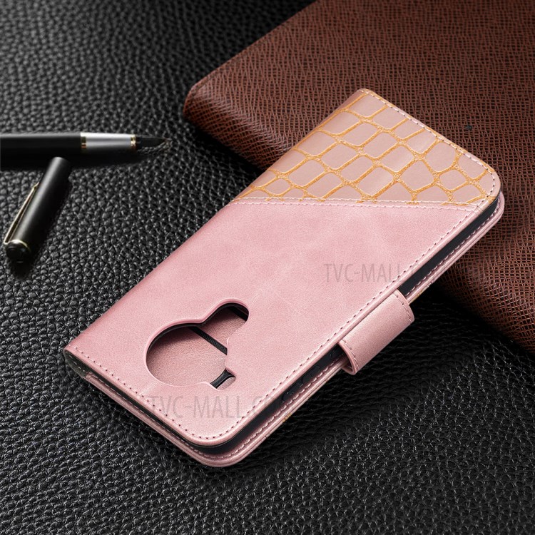 BF04 Splicing Crocodile Texture Protector Wallet Stand Leather Case for Nokia 5.4 - Rose Gold-8