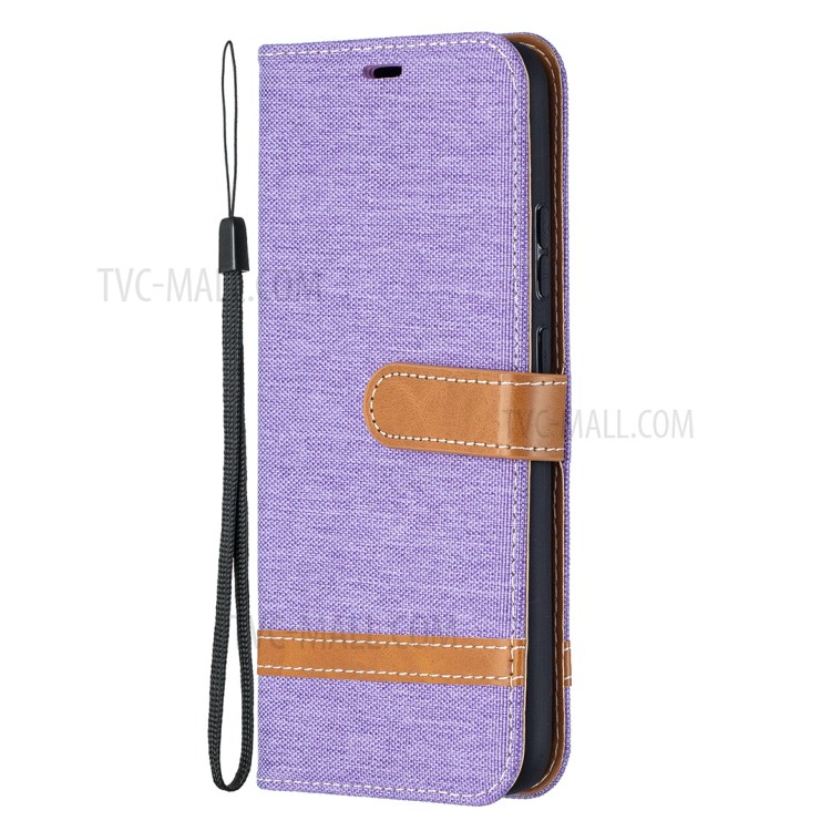 For Nokia 5.4 Splicing Jeans Cloth Surface Wallet Leather Phone Cover - Purple-2