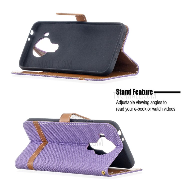 For Nokia 5.4 Splicing Jeans Cloth Surface Wallet Leather Phone Cover - Purple-5