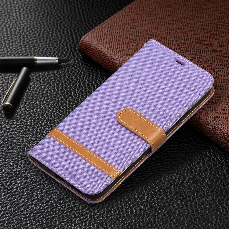 For Nokia 5.4 Splicing Jeans Cloth Surface Wallet Leather Phone Cover - Purple-7