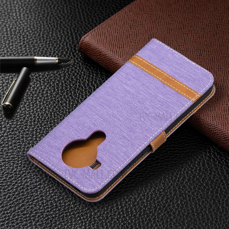 For Nokia 5.4 Splicing Jeans Cloth Surface Wallet Leather Phone Cover - Purple-8