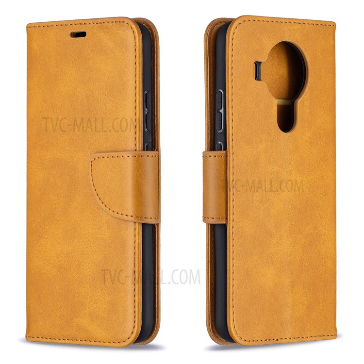 PU Leather Wallet Stylish Smartphone Case for Nokia 5.4 - Yellow-1
