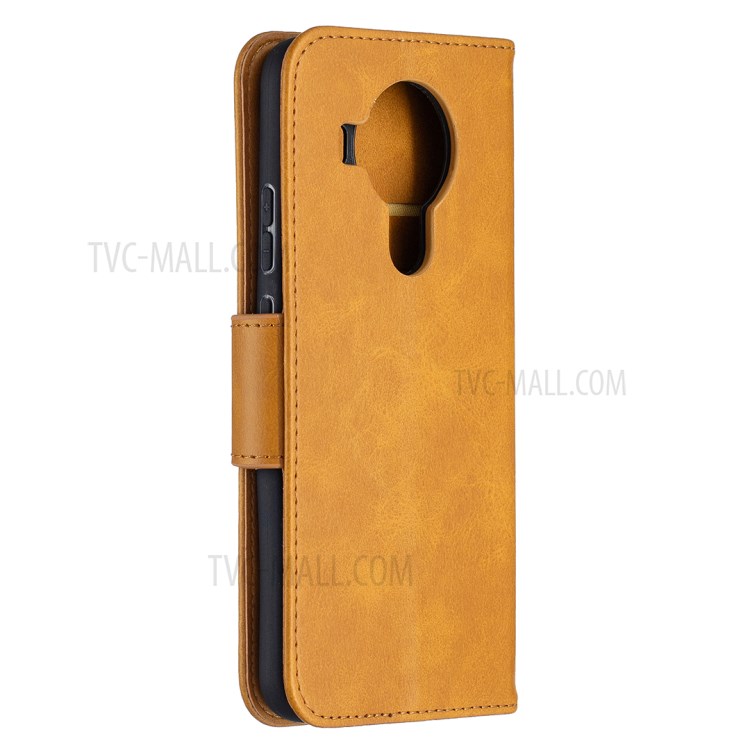 PU Leather Wallet Stylish Smartphone Case for Nokia 5.4 - Yellow-3