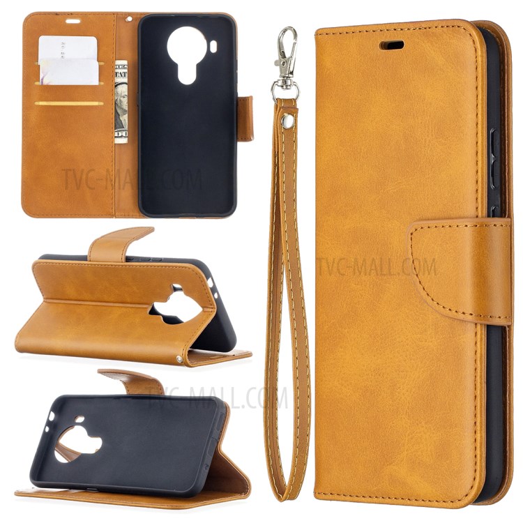 PU Leather Wallet Stylish Smartphone Case for Nokia 5.4 - Yellow-4
