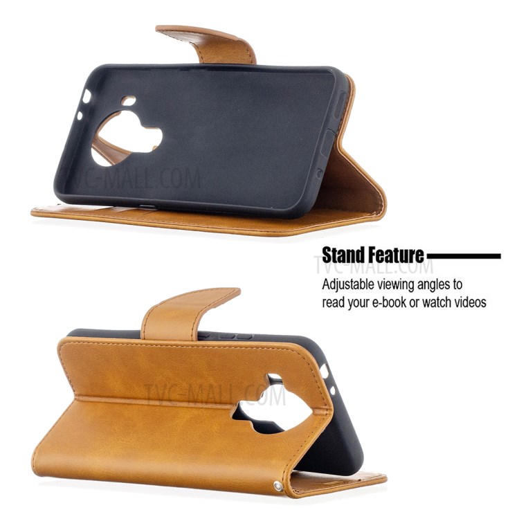 PU Leather Wallet Stylish Smartphone Case for Nokia 5.4 - Yellow-5