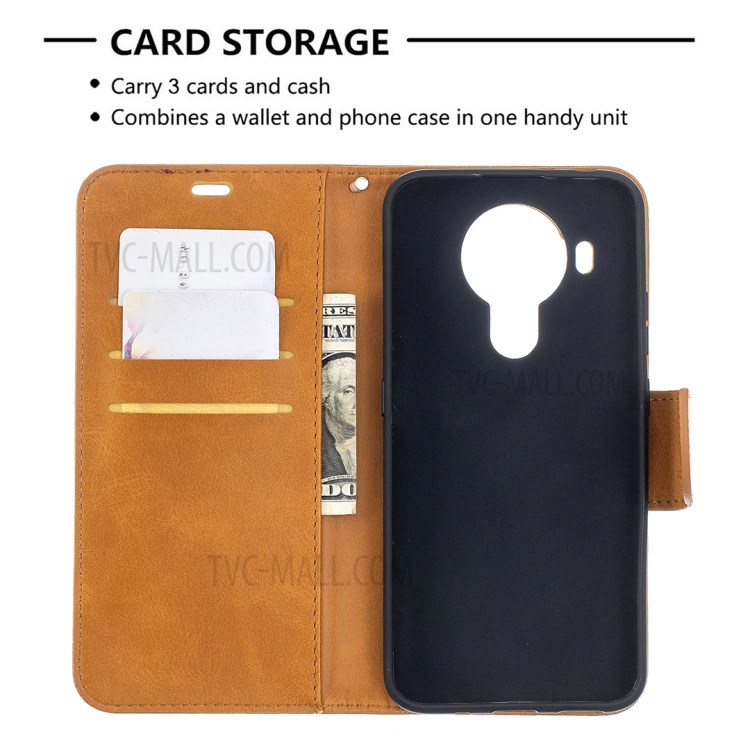 PU Leather Wallet Stylish Smartphone Case for Nokia 5.4 - Yellow-6