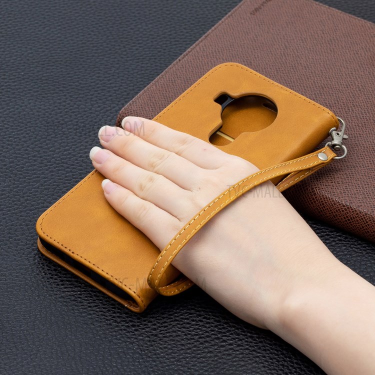 PU Leather Wallet Stylish Smartphone Case for Nokia 5.4 - Yellow-9