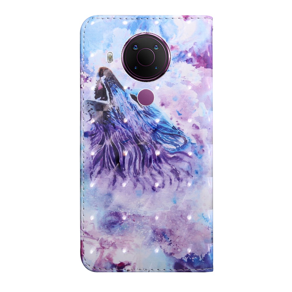3D Pattern Printing Wallet Stand PU Leather Phone Cover Case for Nokia 5.4 - Howling Wolf-2