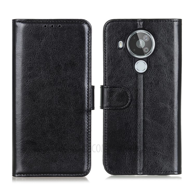 Crazy Horse Texture Leather Phone Cover Card Holder Stand for Nokia 7.3 - Black-1