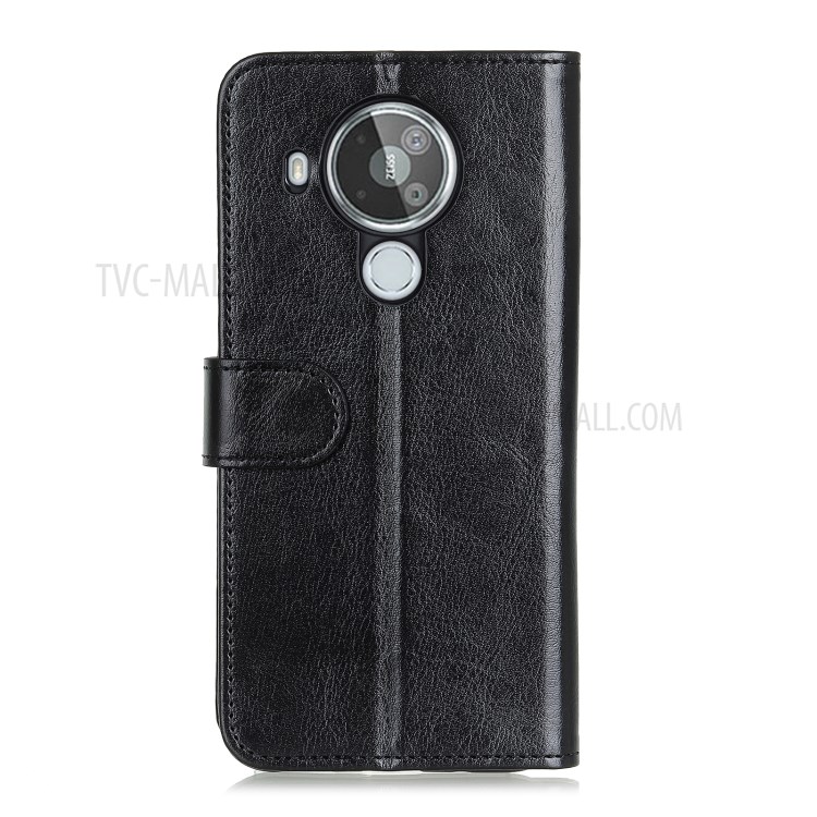 Crazy Horse Texture Leather Phone Cover Card Holder Stand for Nokia 7.3 - Black-2