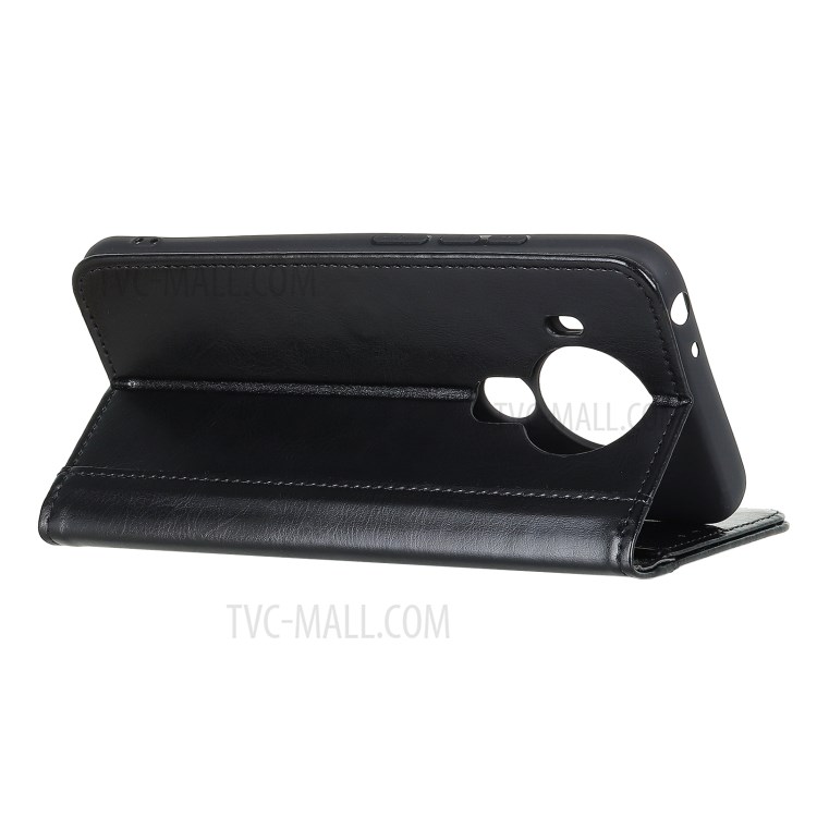 Crazy Horse Rivet Decor Leather Phone Case Stand Wallet for Nokia 7.3 - Black-2