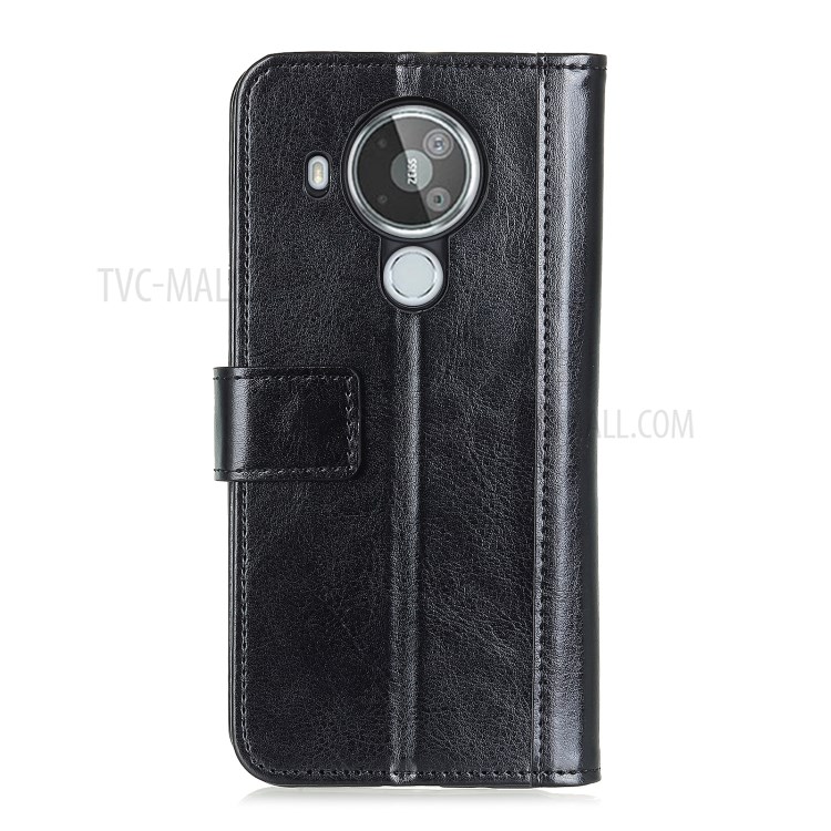 Crazy Horse Rivet Decor Leather Phone Case Stand Wallet for Nokia 7.3 - Black-3