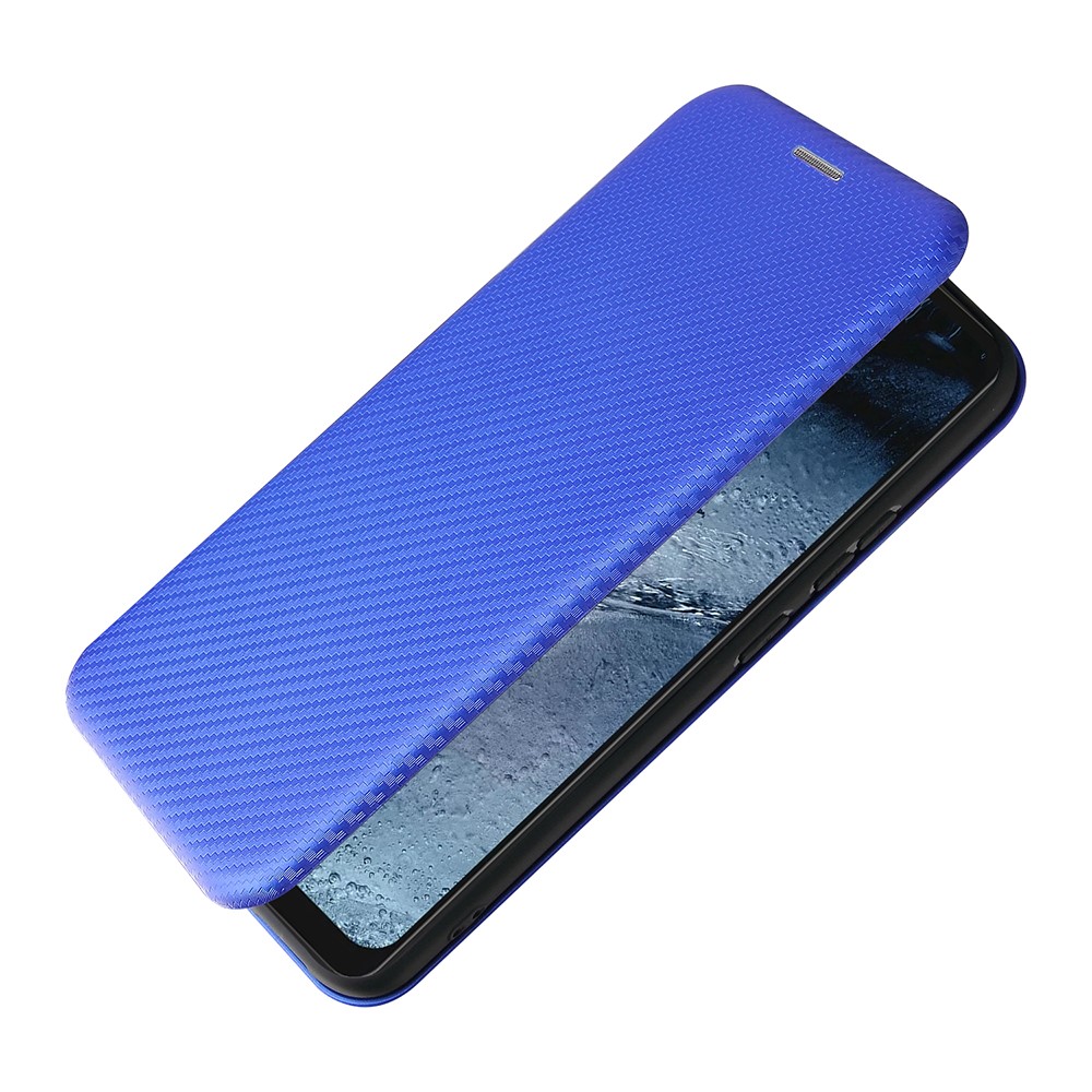Anti-Scratch Carbon Fiber Texture Leather Auto-absorbed Card Holder Phone Cover Case for Nokia 7.3 - Blue-6