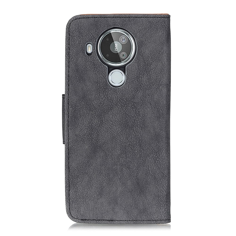 Vintage Style Wallet Stand Split Leather Phone Protection Case Cover for Nokia 7.3 - Grey-3