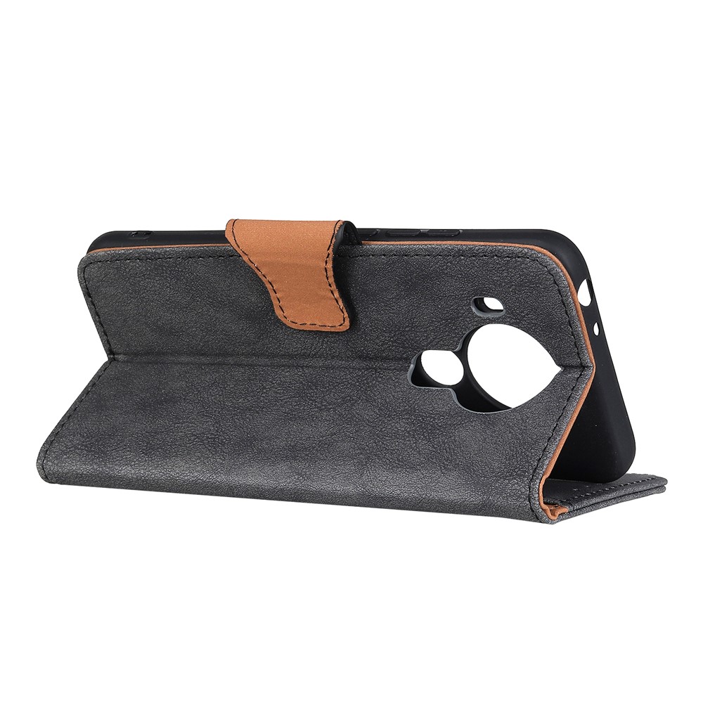 Vintage Style Wallet Stand Split Leather Phone Protection Case Cover for Nokia 7.3 - Grey-4