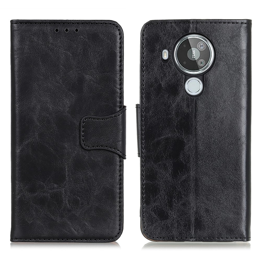 Crazy Horse Texture Wallet Design Split Leather Stand Protector Cover for Nokia 7.3 - Black-1