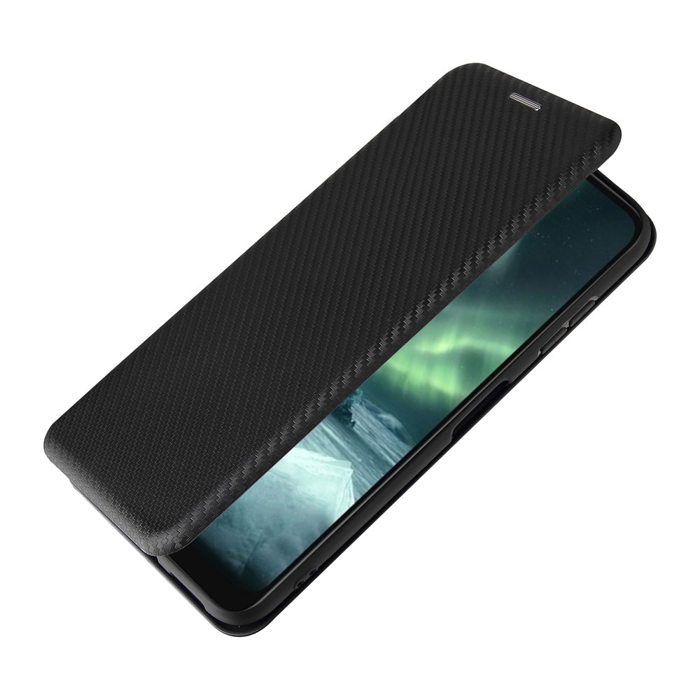 Anti-Scratch Carbon Fiber Texture Auto-absorbed Card Holder Cover Case for Nokia 6.3 - Black-6