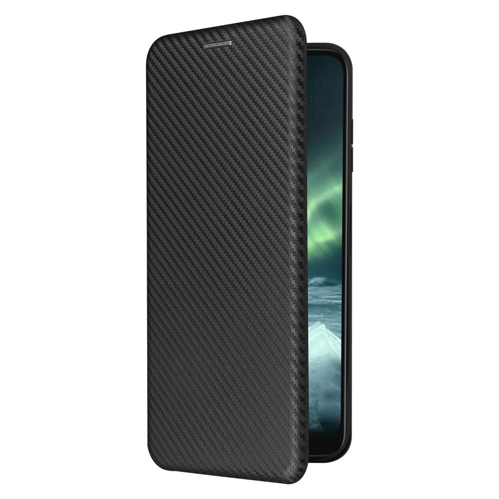 Anti-Scratch Carbon Fiber Texture Auto-absorbed Card Holder Cover Case for Nokia 6.3 - Black-7
