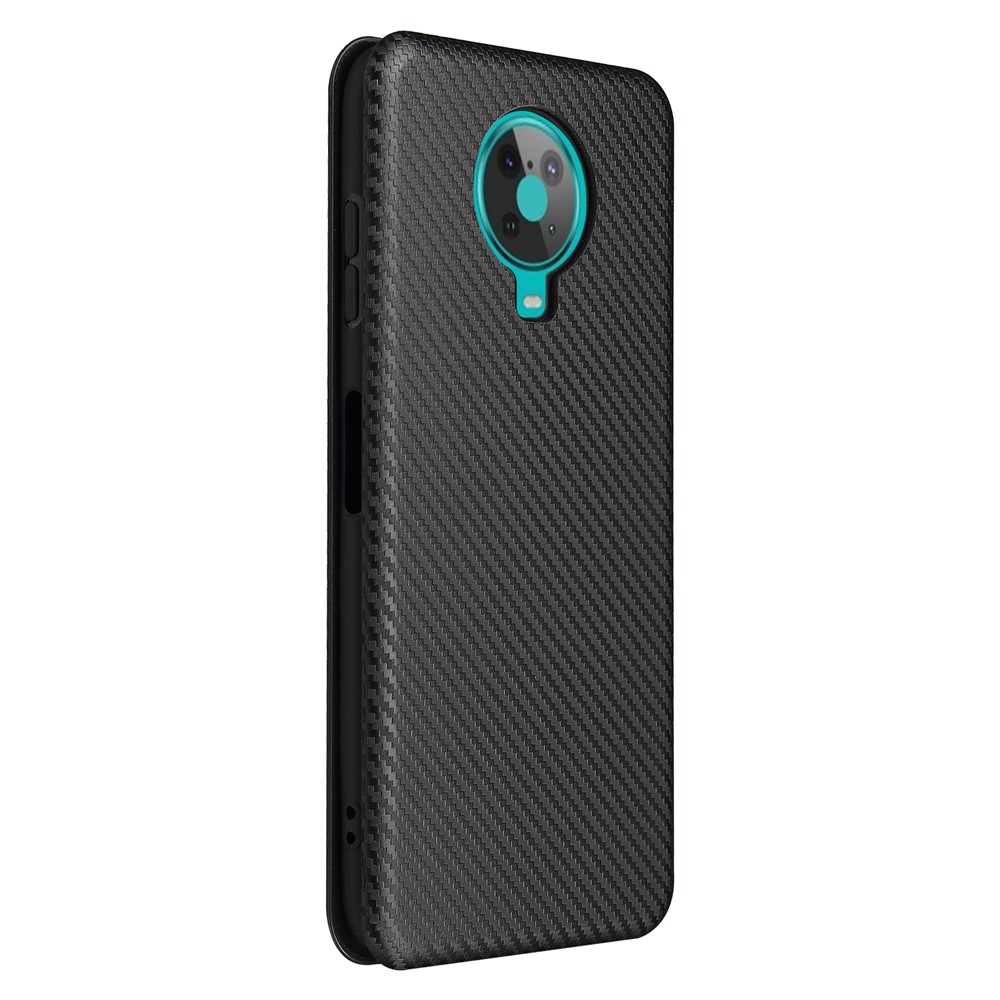 Anti-Scratch Carbon Fiber Texture Auto-absorbed Card Holder Cover Case for Nokia 6.3 - Black-8