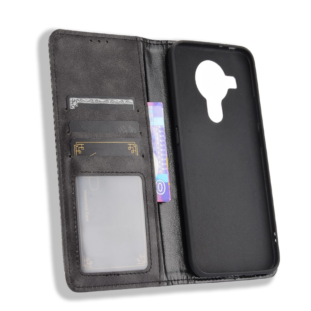 Magnetic Vintage Style Phone Case Wallet Stand Leather Cover for Nokia 7.3 - Black-4